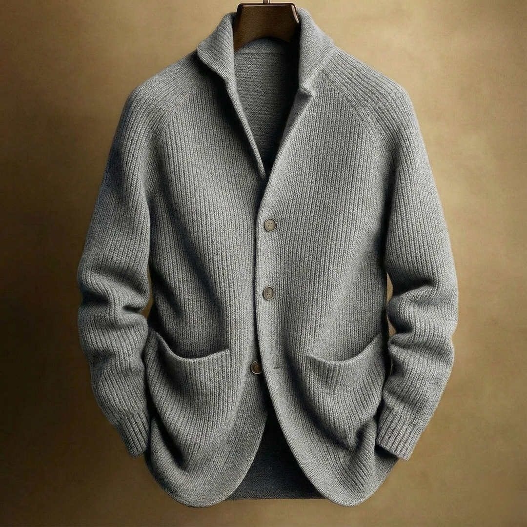 Herren Strickjacke aus Wollmischung für Herbst in Grau