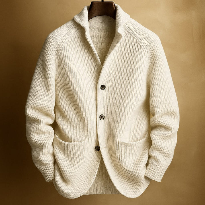 Herren Strickjacke aus Wollmischung für Herbst in Weiß