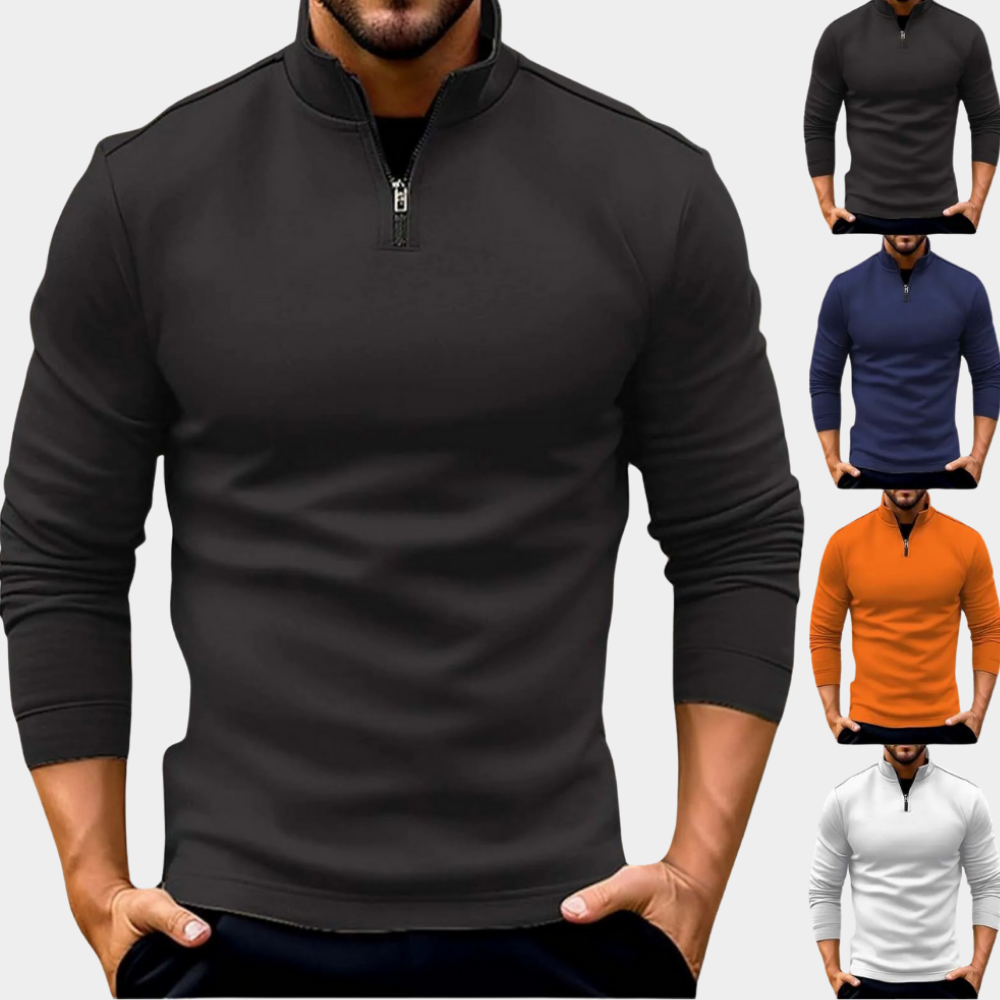 Herren Strickpullover mit Viertelreißverschluss für Alltag (5)
