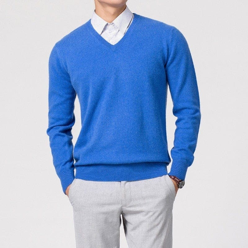 Herren Strickpullover zum Layern für Herbst in Blau