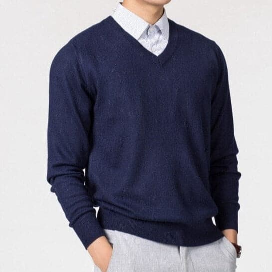 Herren Strickpullover zum Layern für Herbst in Dunkelblau