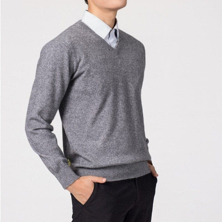 Herren Strickpullover zum Layern für Herbst in Grau