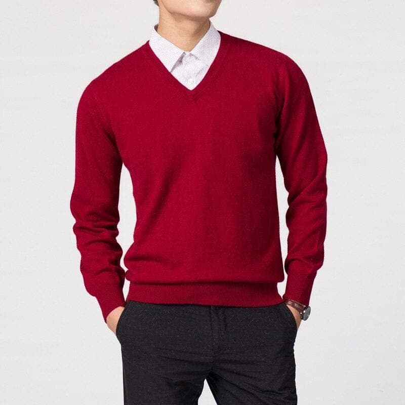 Herren Strickpullover zum Layern für Herbst in Rot