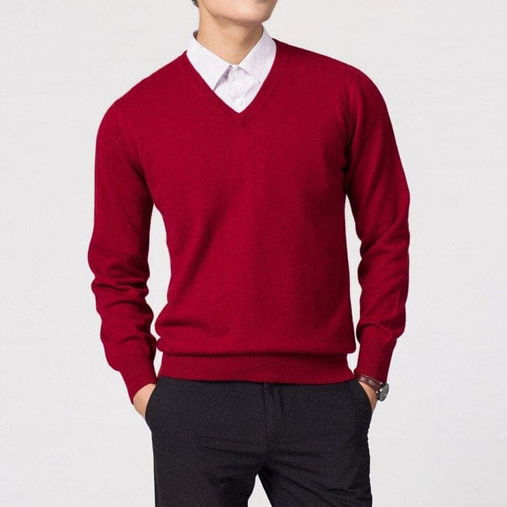 Herren Strickpullover zum Layern für Herbst in Rot