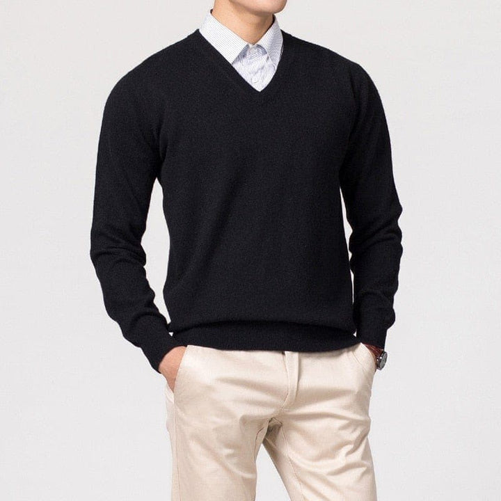 Herren Strickpullover zum Layern für Herbst in Schwarz