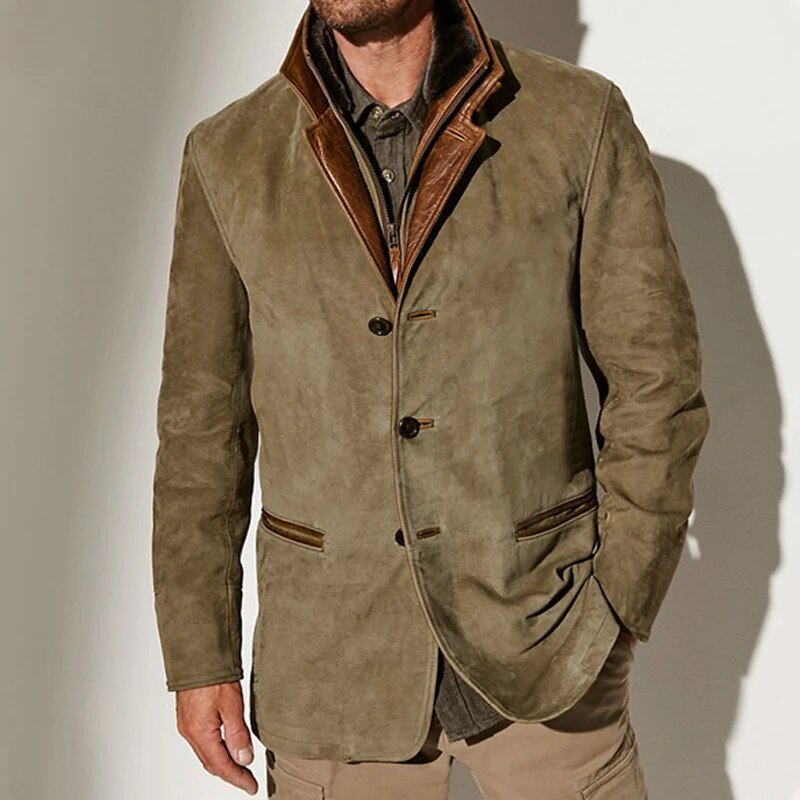 Herren Vintage-Jacke für zeitlosen Herbst-Stil in Khaki