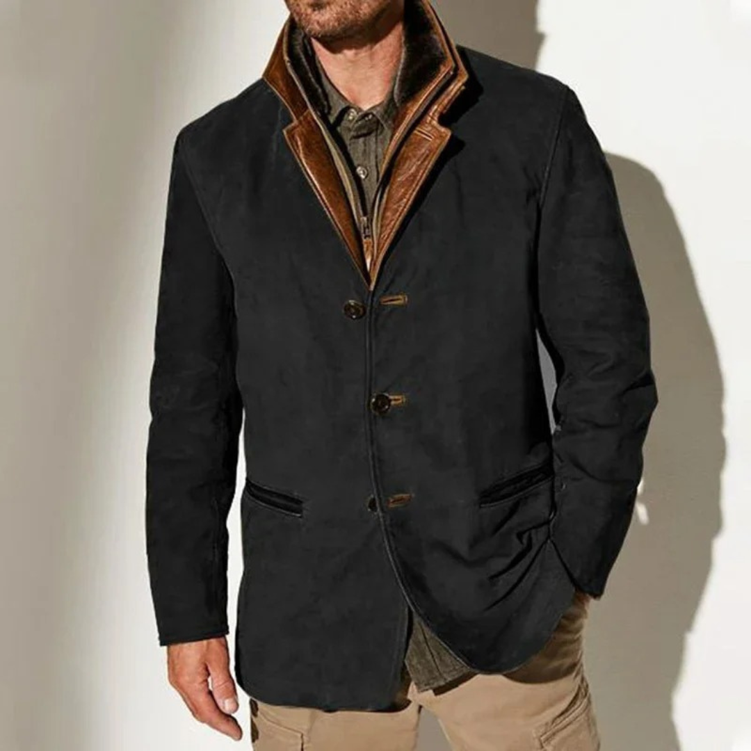 Herren Vintage-Jacke für zeitlosen Herbst-Stil in Schwarz