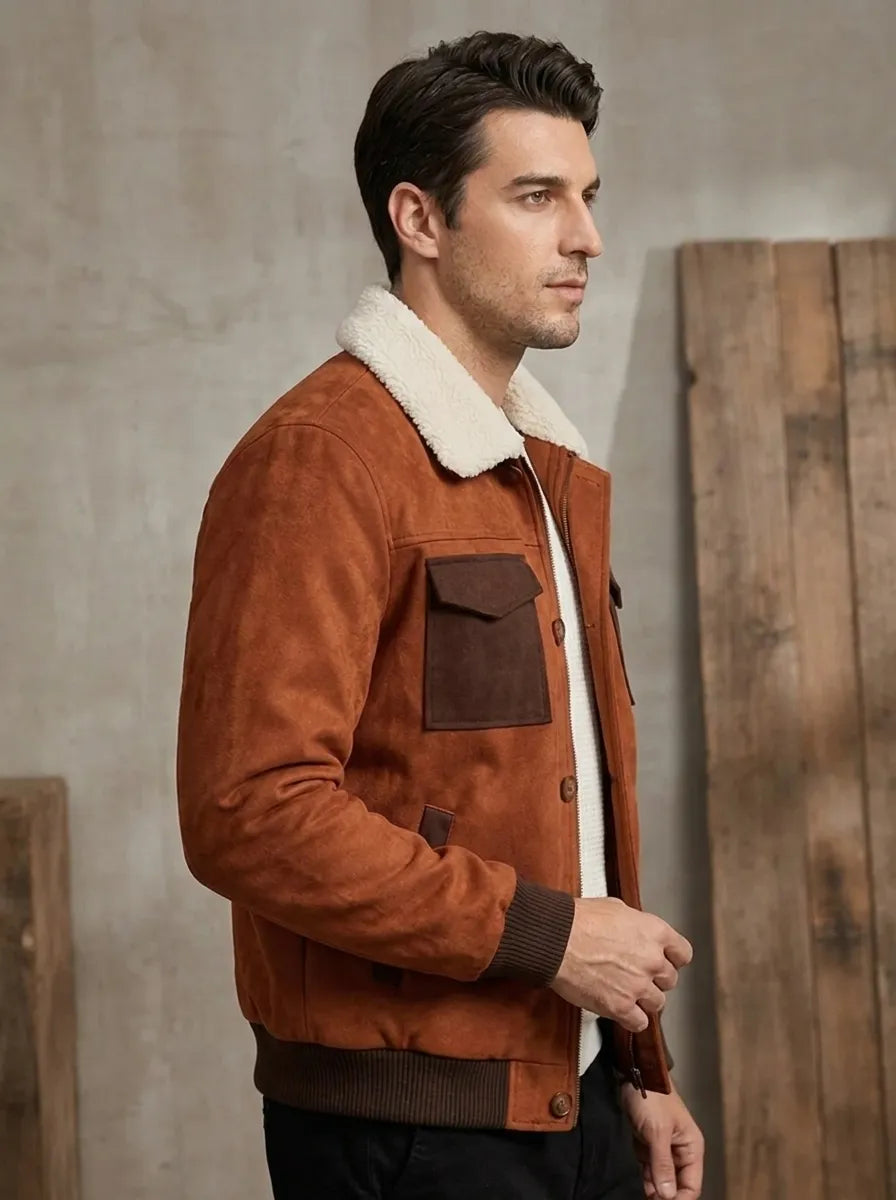 Herren Vintage Sherpa Jacke für Herbst (2)