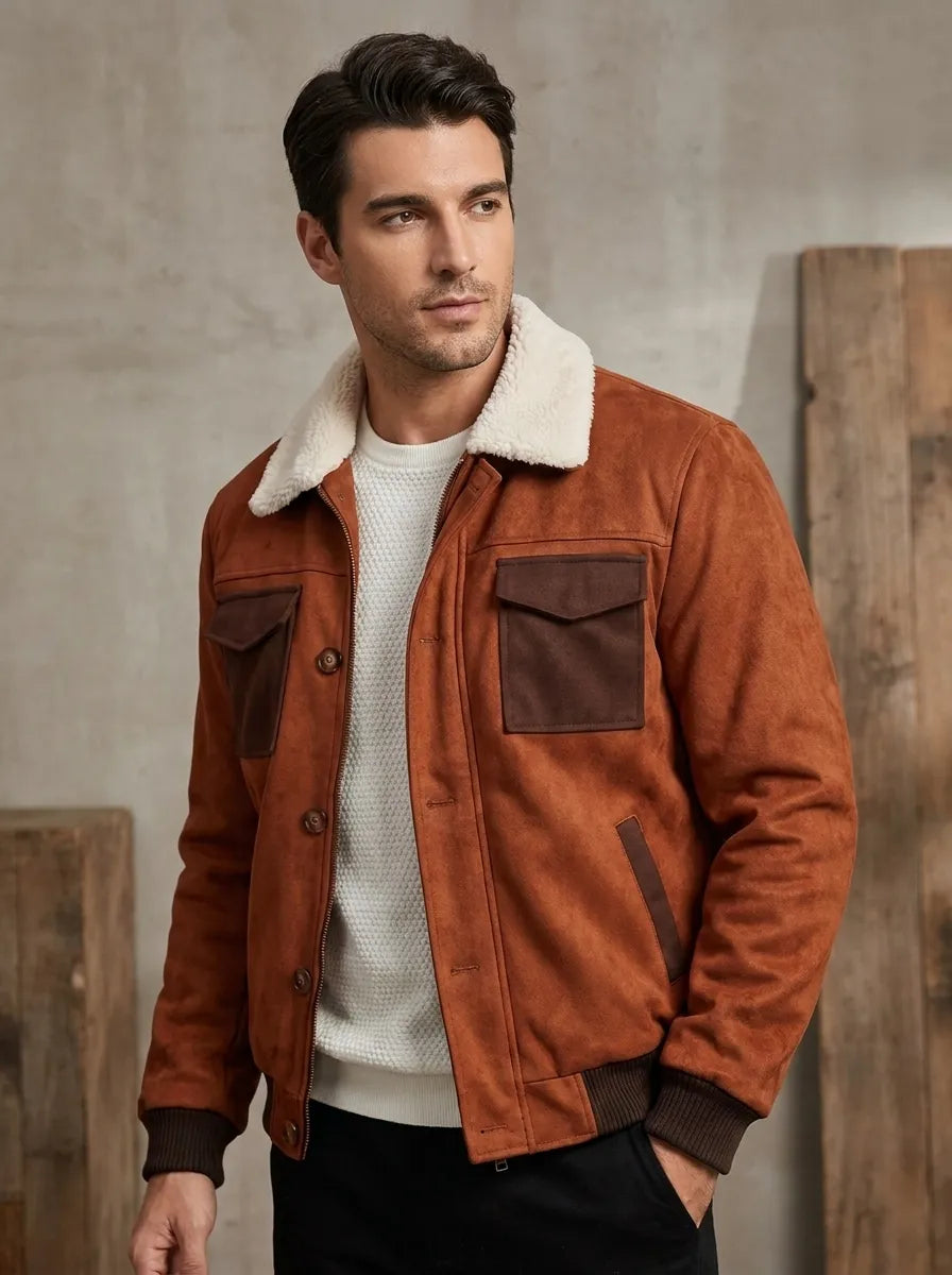 Herren Vintage Sherpa Jacke für Herbst (3)