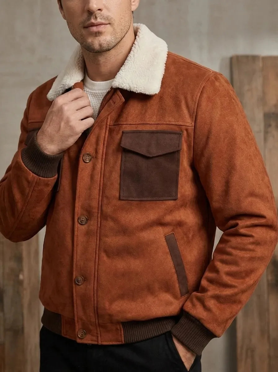 Herren Vintage Sherpa Jacke für Herbst (4)