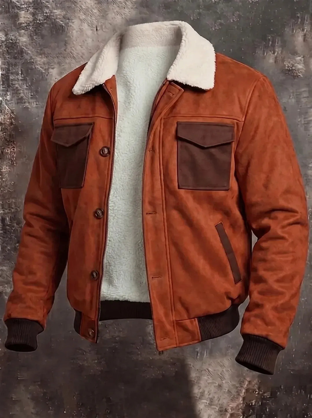 Herren Vintage Sherpa Jacke für Herbst (5)