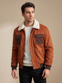 Nico | Herren Winter-Jacke aus Wildleder mit Sherpa-Kragen