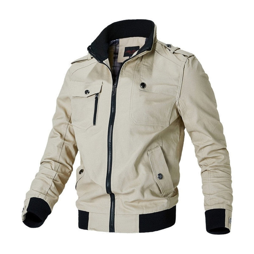 Herren Winterjacke im Bomberstil mit Reißverschluss in Khaki