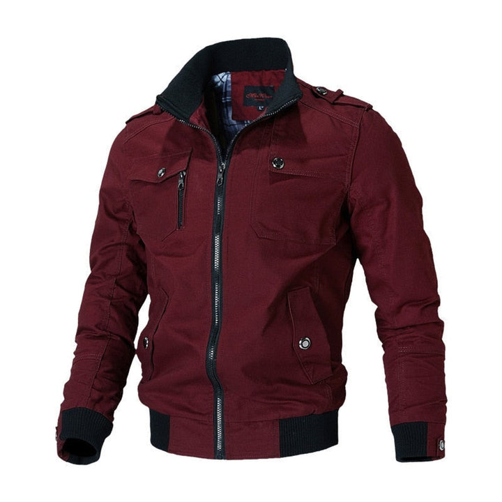 Herren Winterjacke im Bomberstil mit Reißverschluss in Rot