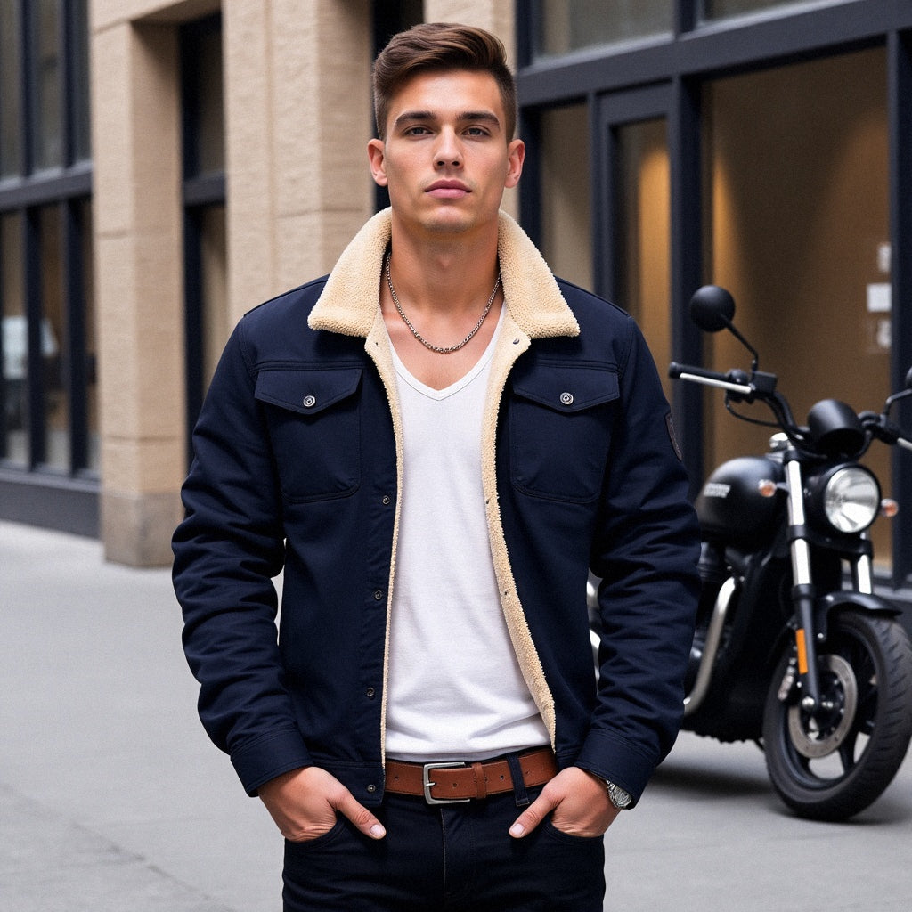 Herren Winterjacke mit Sherpa-Futter (5)