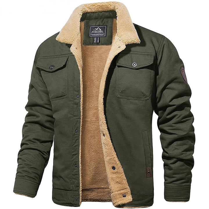 Herren Winterjacke mit Sherpa-Futter in Army Green 1
