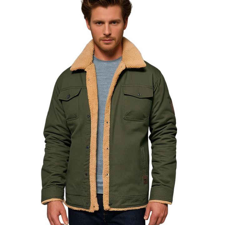 Herren Winterjacke mit Sherpa-Futter in Army Green 2