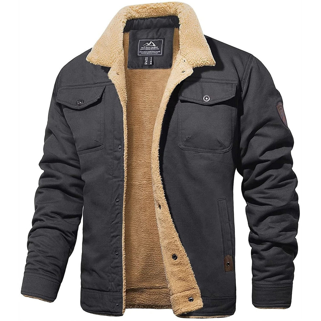 Herren Winterjacke mit Sherpa-Futter in Dunkelgrau