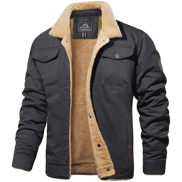 Herren Winterjacke mit Sherpa-Futter in Dunkelgrau