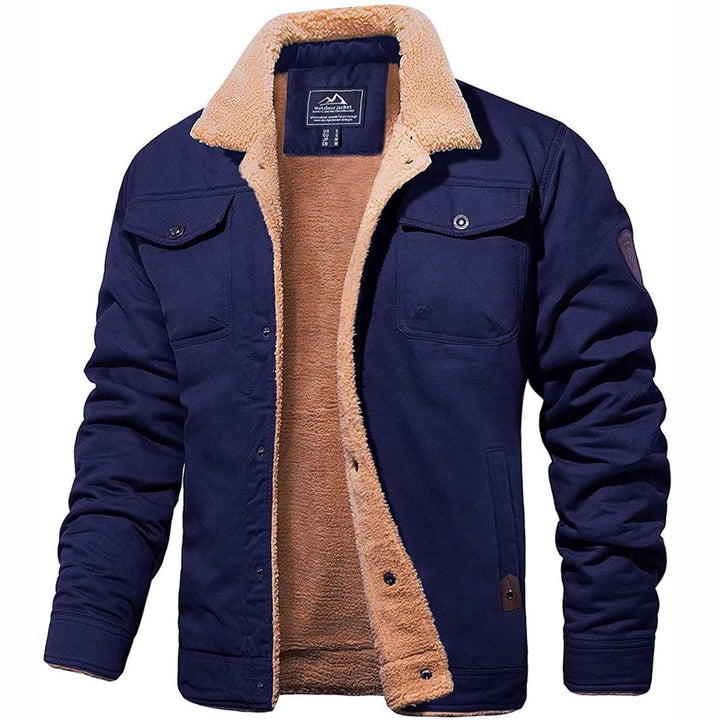 Herren Winterjacke mit Sherpa-Futter in Marineblau