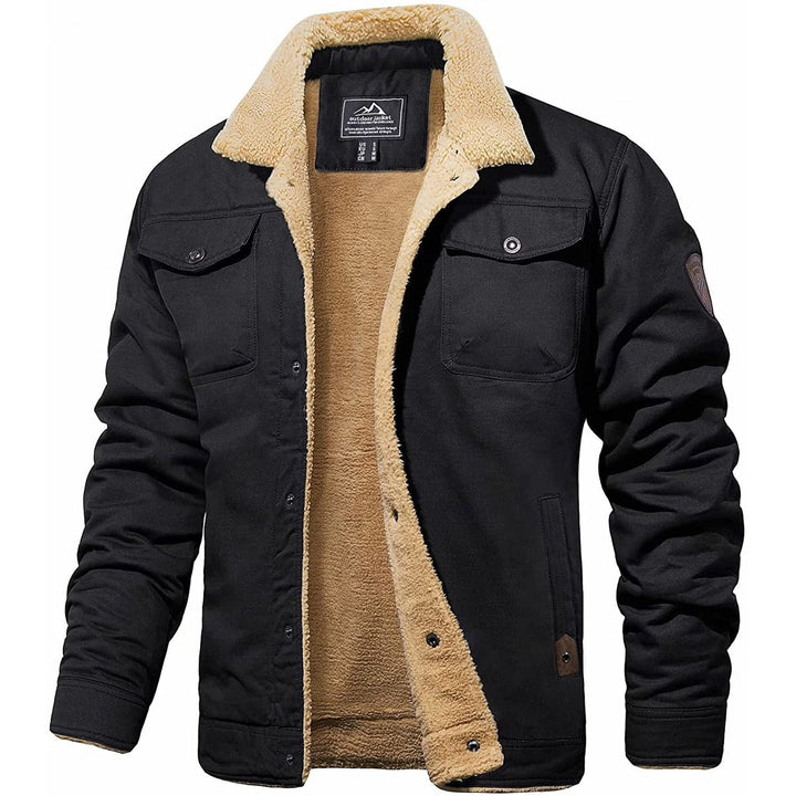 Herren Winterjacke mit Sherpa-Futter in Schwarz