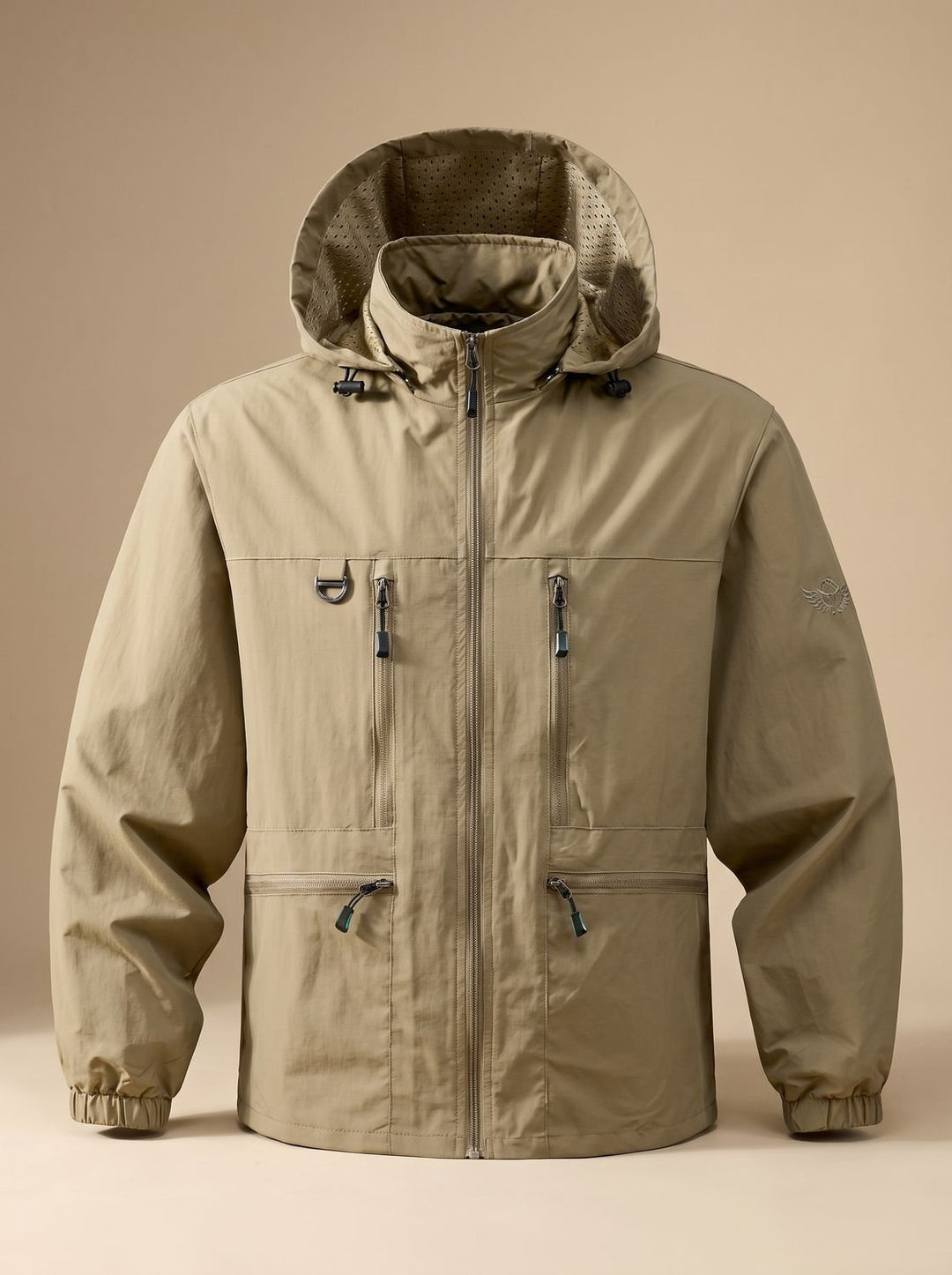 Herren Winterjacke mit verstellbarer Kapuze für Outdoor in Khaki