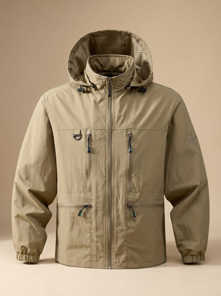 Herren Winterjacke mit verstellbarer Kapuze für Outdoor in Khaki
