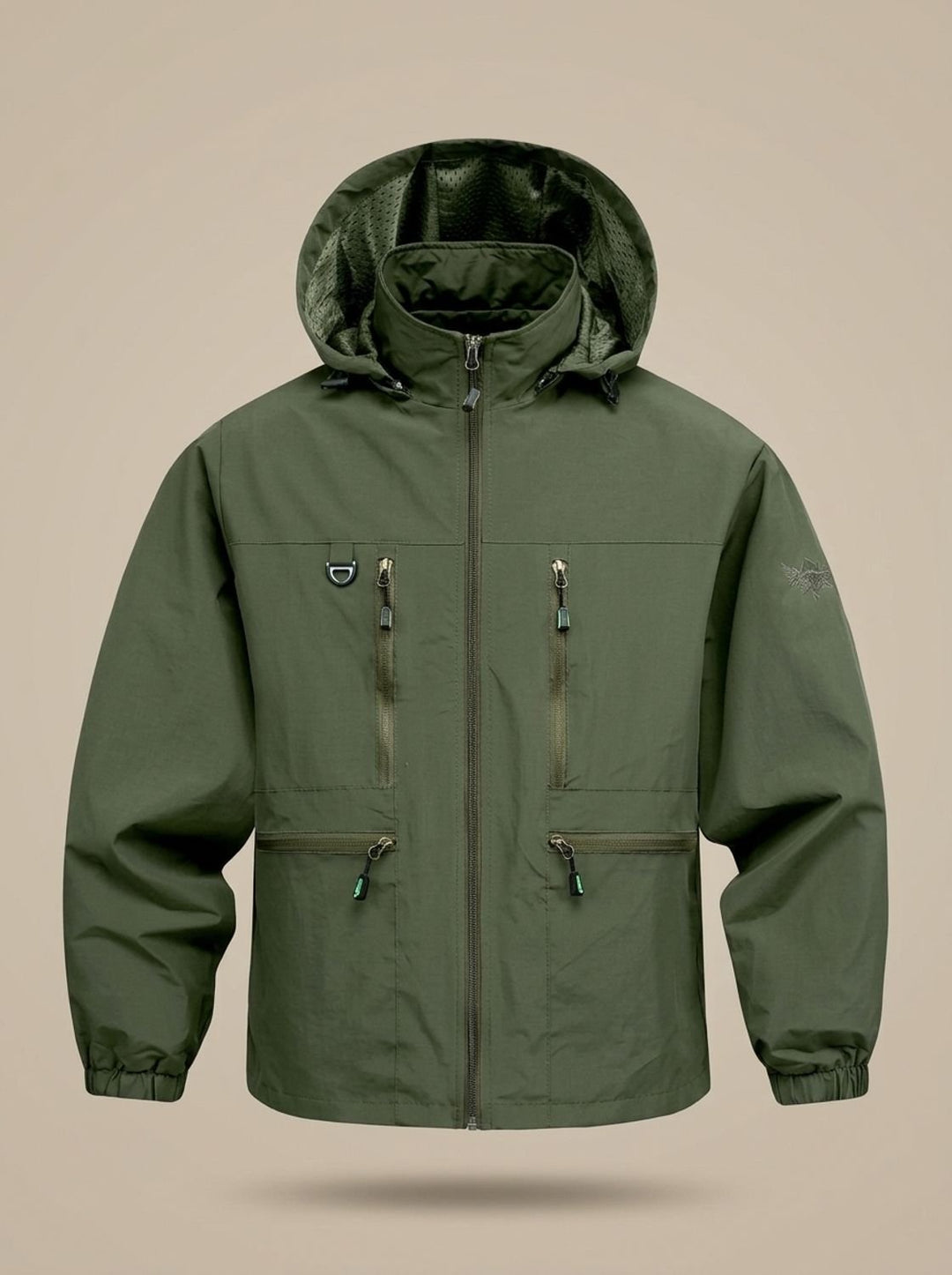 Herren Winterjacke mit verstellbarer Kapuze für Outdoor in Military Green