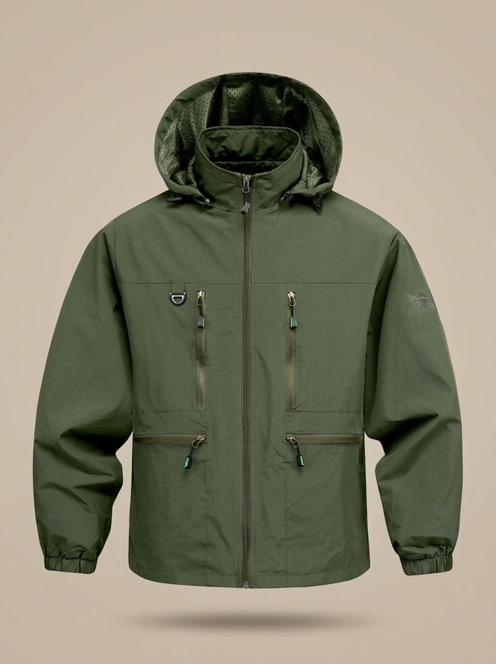 Herren Winterjacke mit verstellbarer Kapuze für Outdoor in Military Green