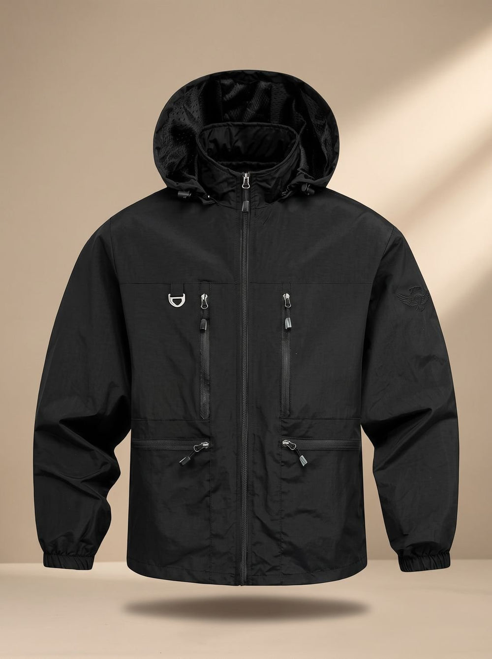 Herren Winterjacke mit verstellbarer Kapuze für Outdoor in Schwarz