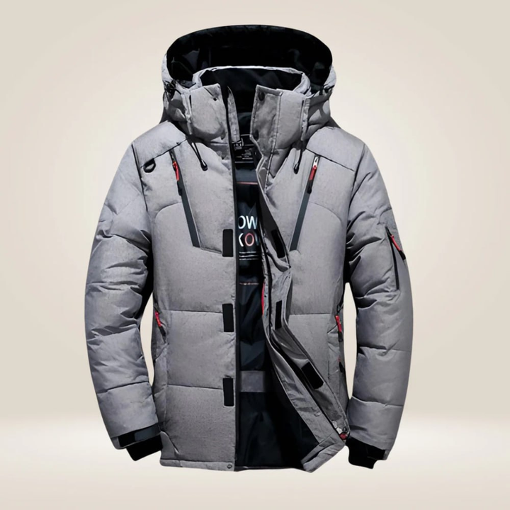 Herren Winterjacke Schwarz mit praktischen Taschen in Grau