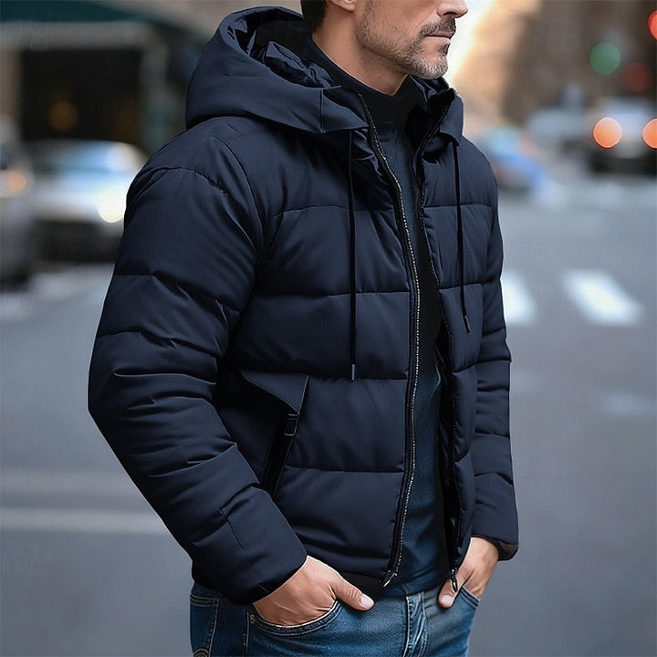 Herren Winterjacke Slim-Fit mit Kapuze in Blau