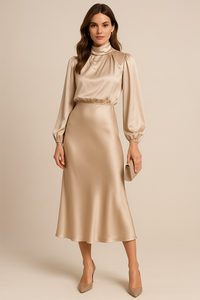 Julia | Damen Midikleid mit hoher Taille für Hochzeitsgäste