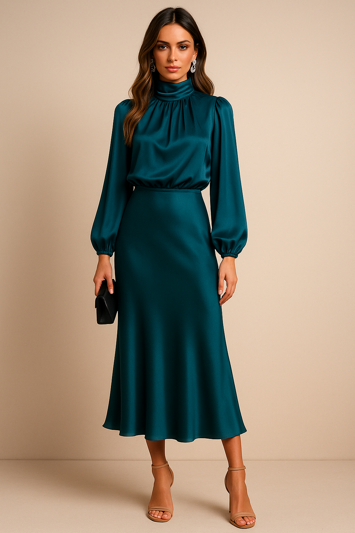 High Waist Midi Dress weddingguest (6)