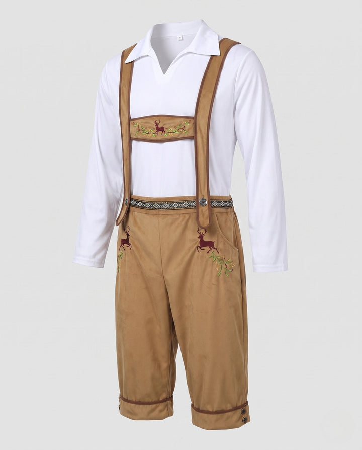 Hombre Pantalón Cuero Oktoberfest Tradicional en Marrón
