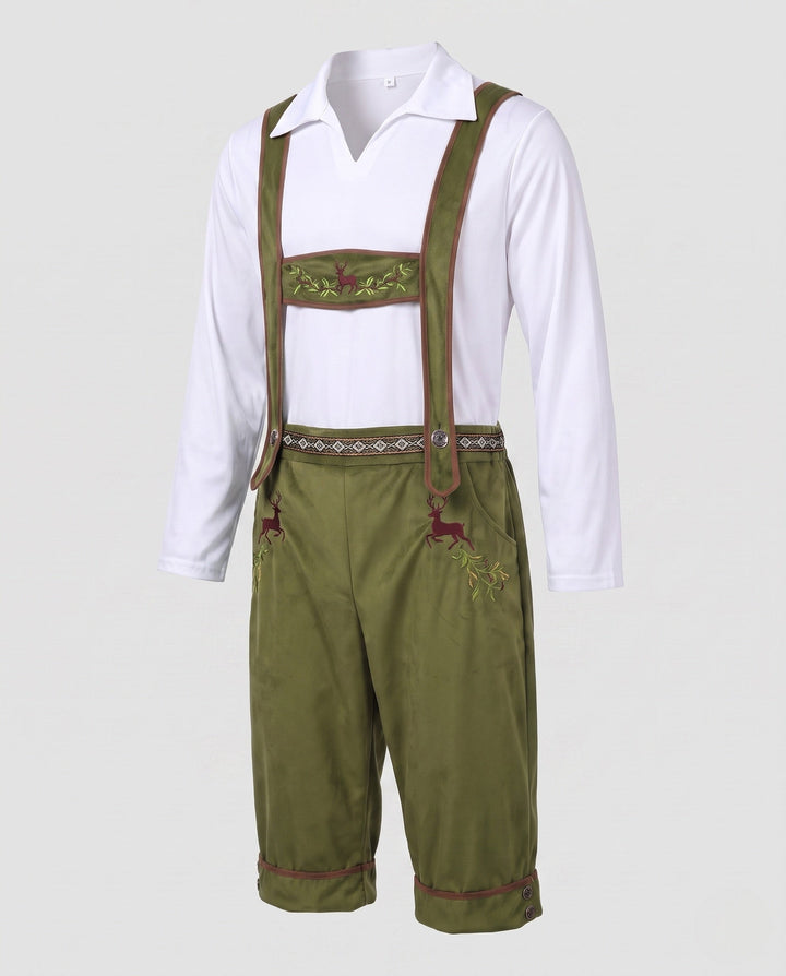 Hombre Pantalón Cuero Oktoberfest Tradicional en Verde