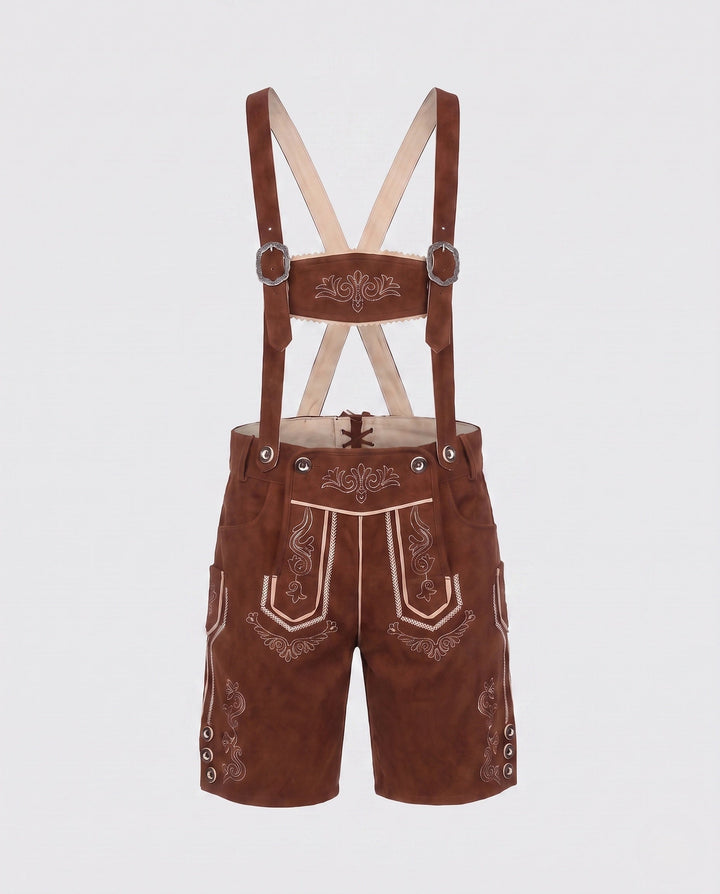 Hombre Pantalones de Cuero Oktoberfest Trachten en Caqui