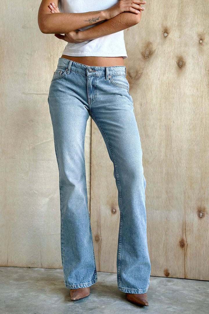 Jeans Acampanados Mujer Estilo Diario en Azul claro