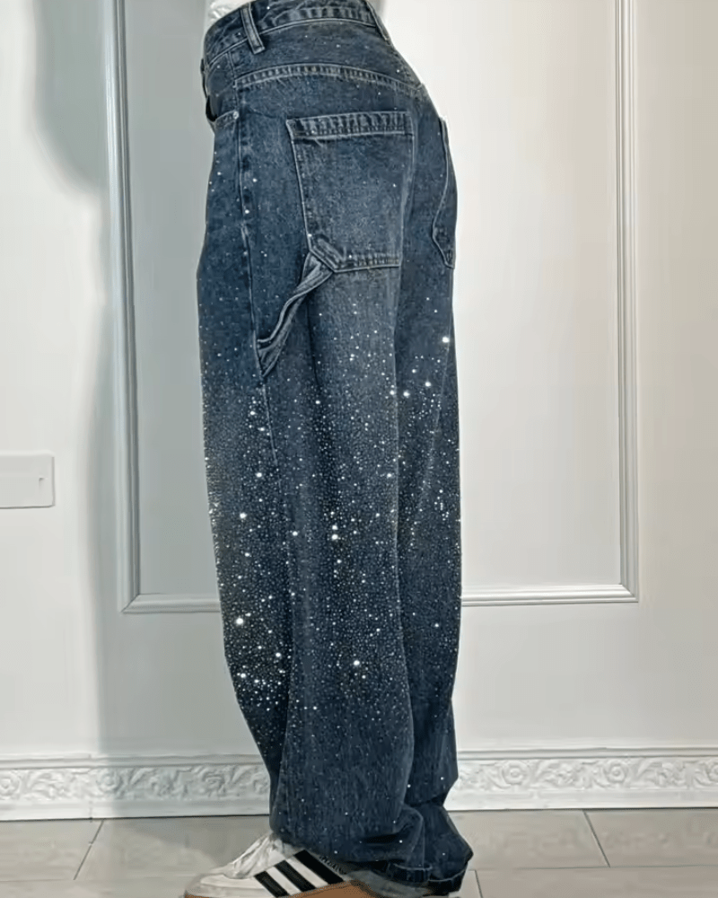 Jeans acampanados para mujer con brillo (2)