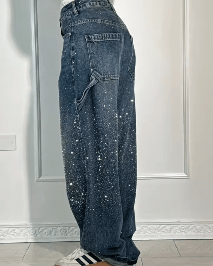 Jeans acampanados para mujer con brillo (2)