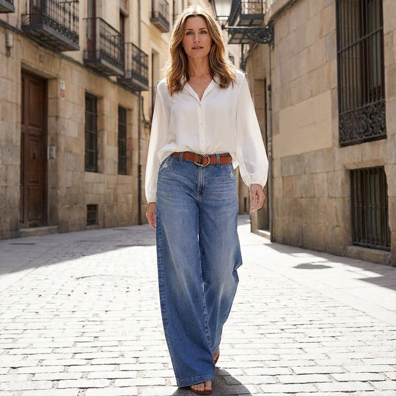 Jeans Ancho Mujer de Cintura Alta (4)