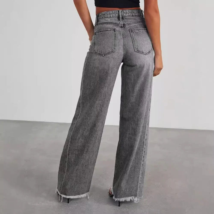 Jeans Anchos de Talle Alto para Mujer (2)