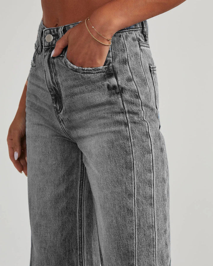 Jeans Anchos de Talle Alto para Mujer (3)