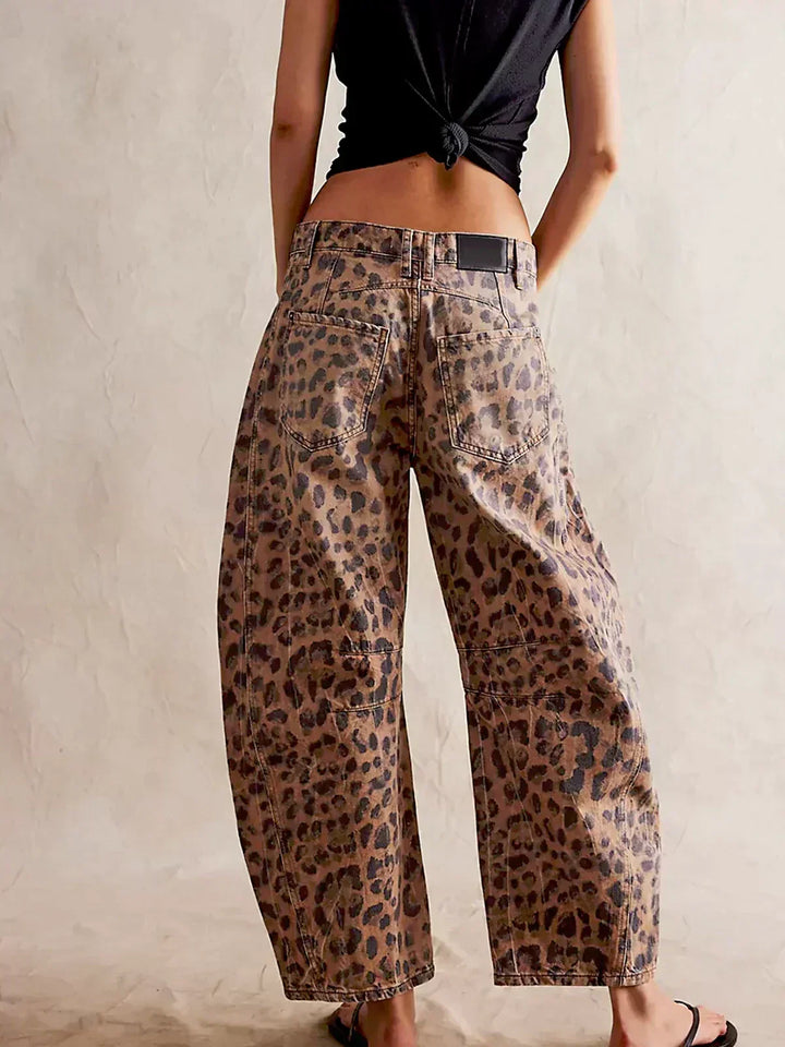 Jeans anchos para mujer con estampado animal (3)