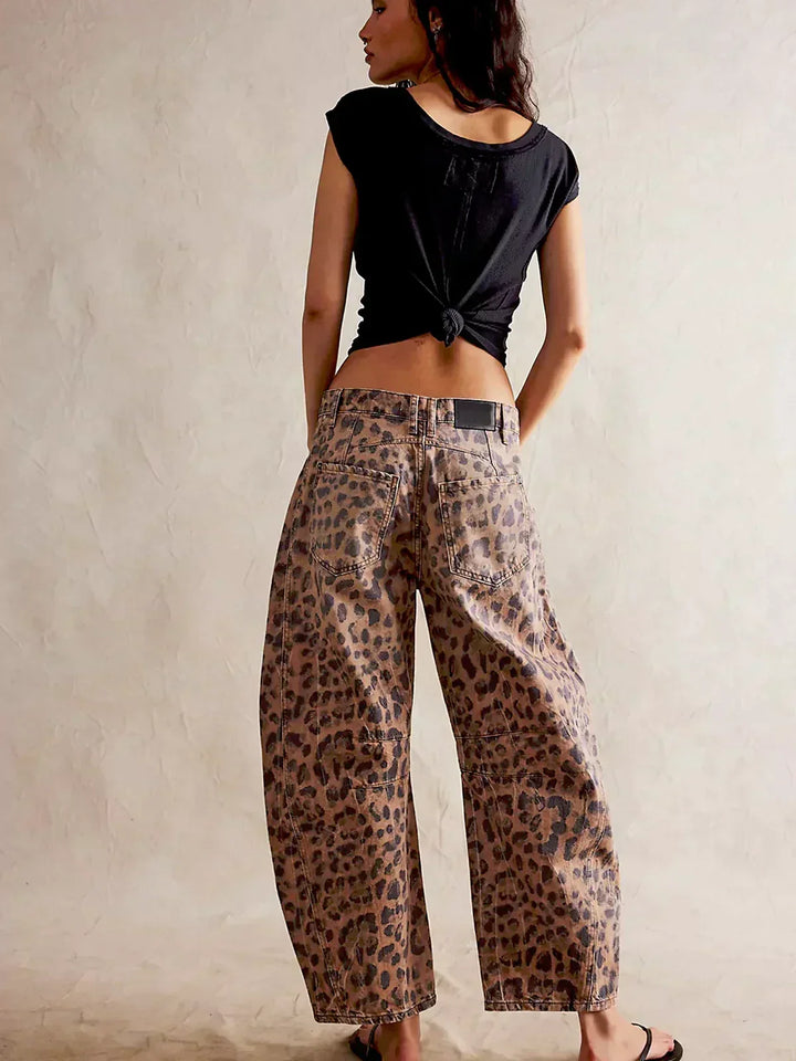 Jeans anchos para mujer con estampado animal (5)