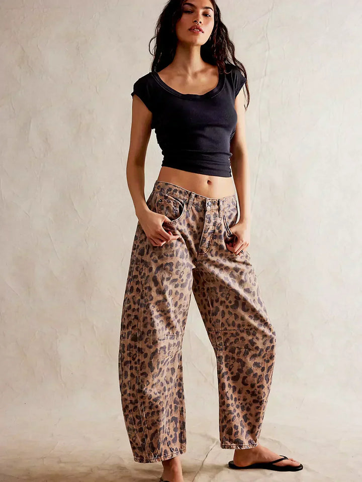 Jeans anchos para mujer con estampado animal (6)