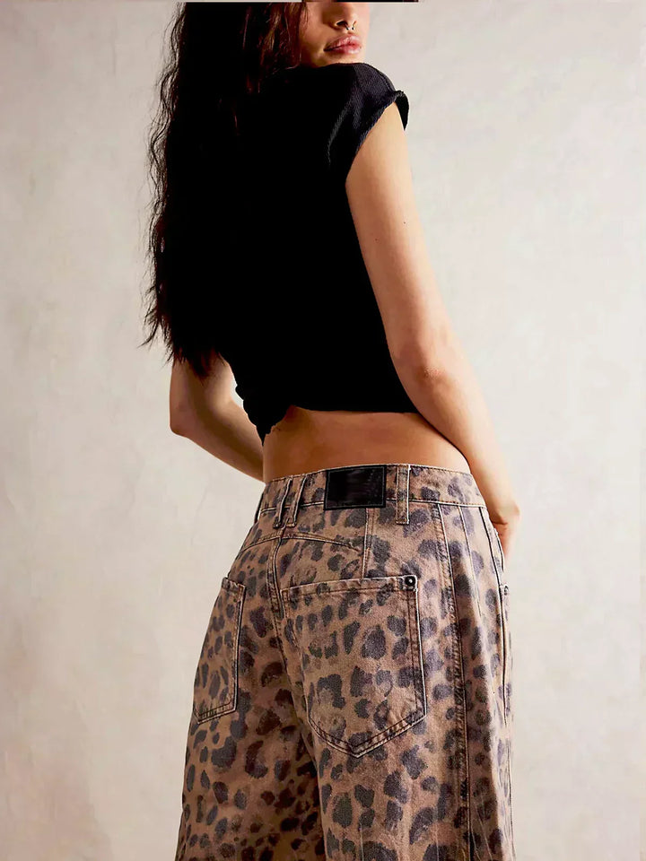 Jeans anchos para mujer con estampado animal (7)
