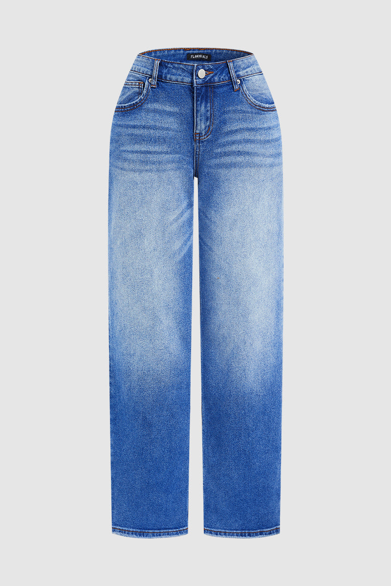 Jeans clásicos rectos mujer cintura media (5)