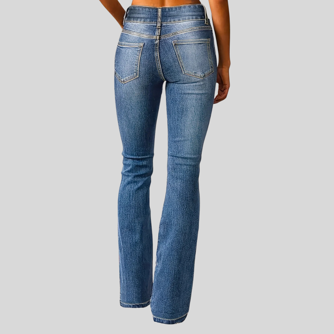 Jeans de Cintura Alta Acampanados para Mujer (4)