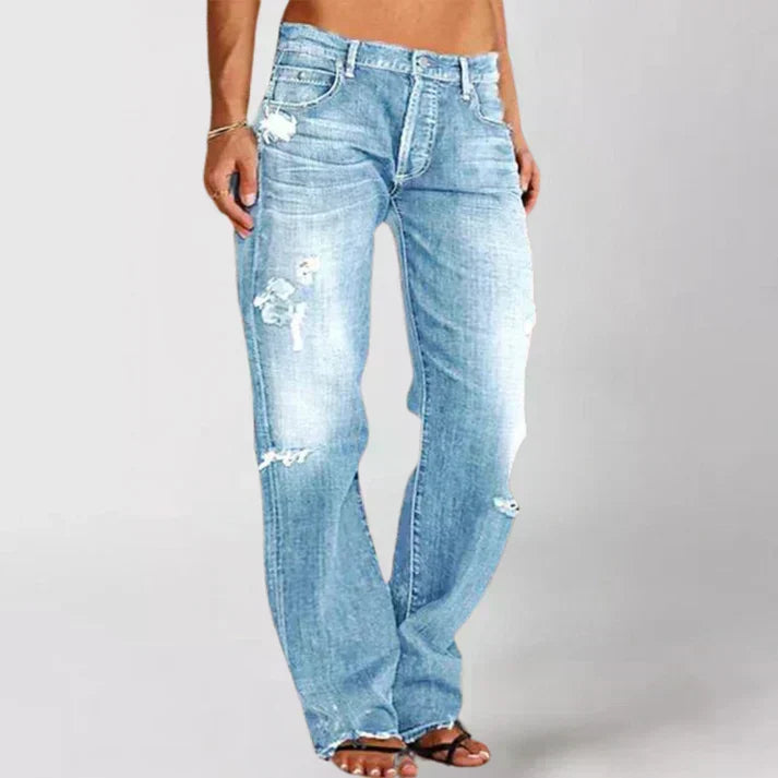 Jeans Elásticos de Cadera para Mujer en Azul claro